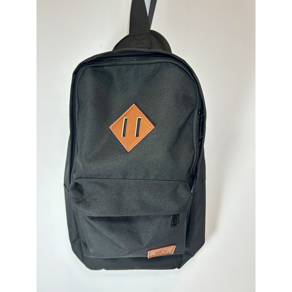 Landmark Collective Mini Black Backpack Maple Leaf Patch Zip Adjustable Strap